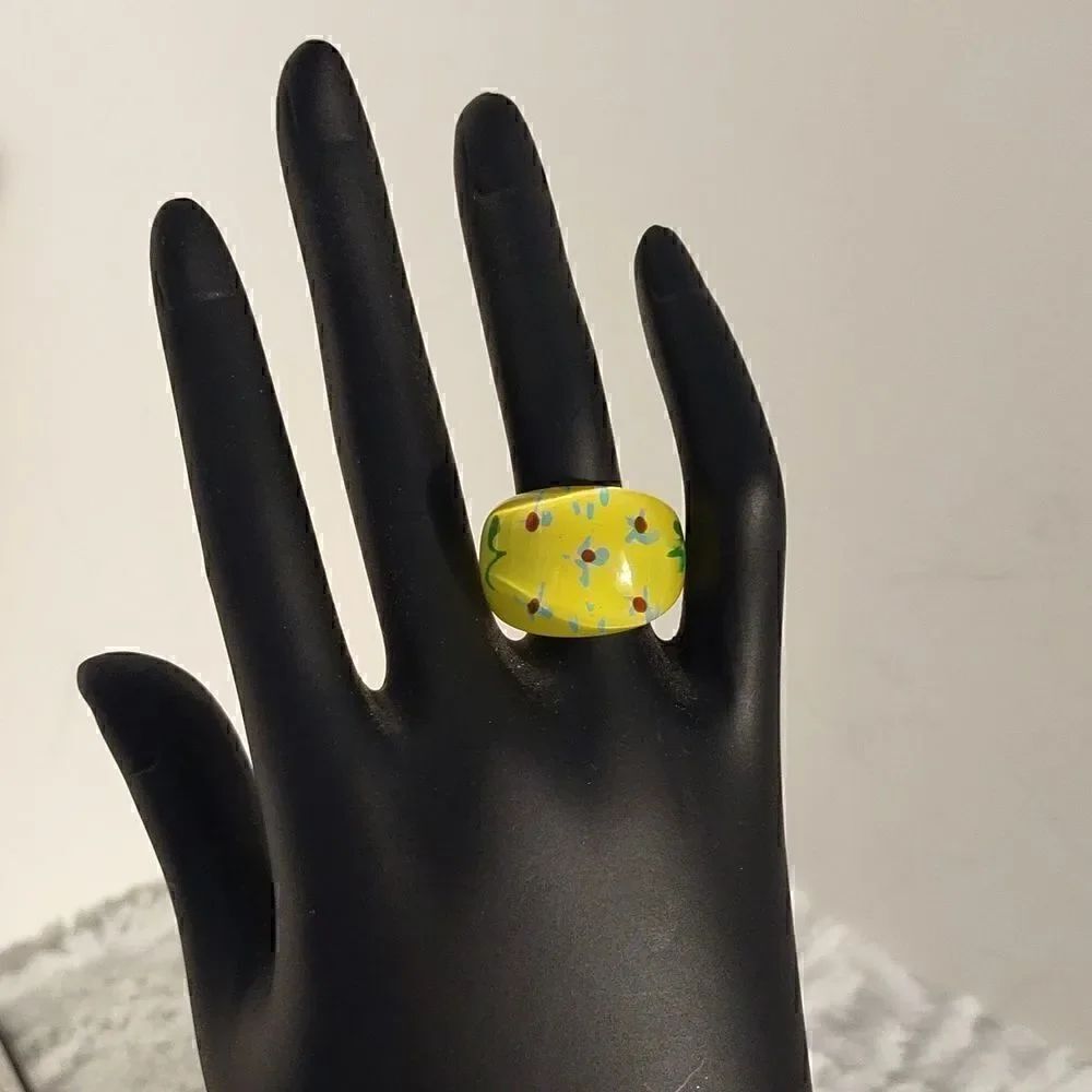 Lucite Yellow Bubble Ring